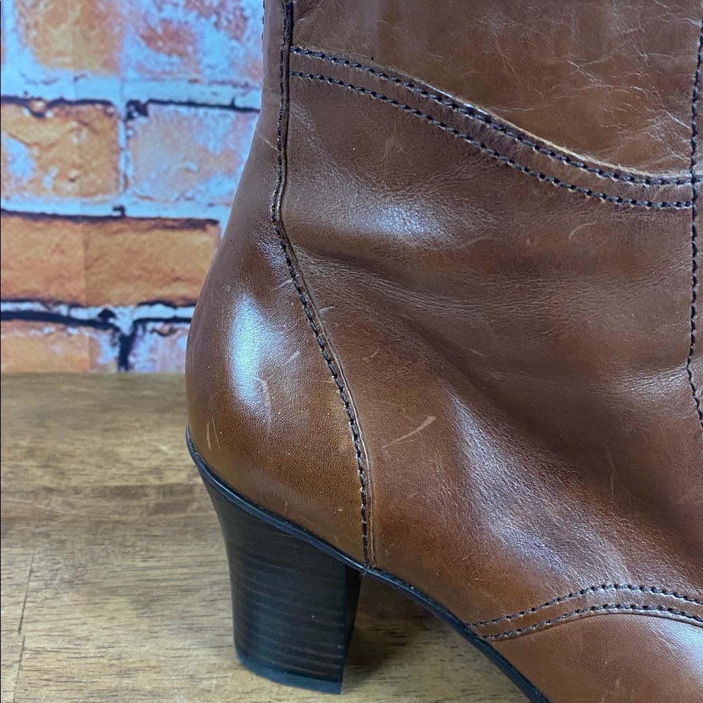 Naturalizer Brown Lace-Up Leather Granny Boho Chic Heeled Ankle Boots Sz 8.5 - Picture 6 of 17